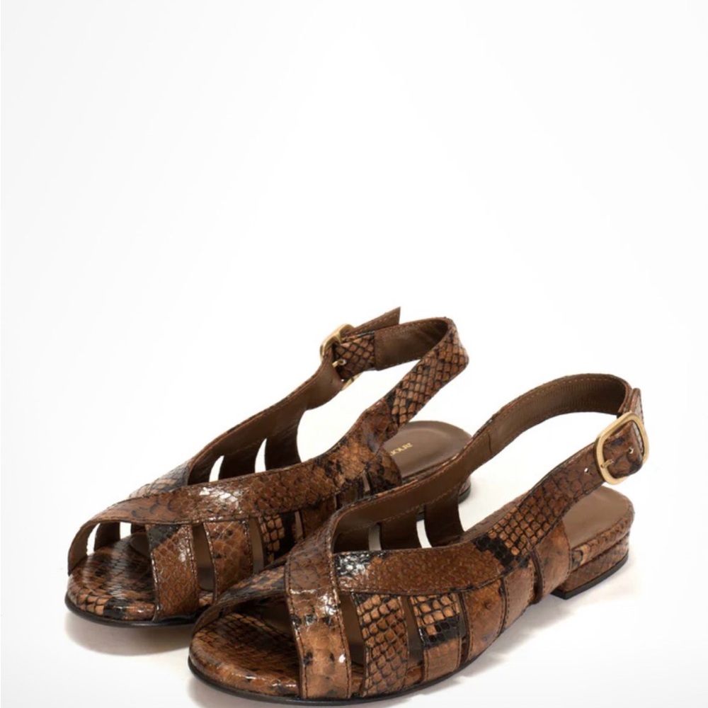 Anonymous Copenhagen - Women’s Brown Snake-Print Slingback Sandals
